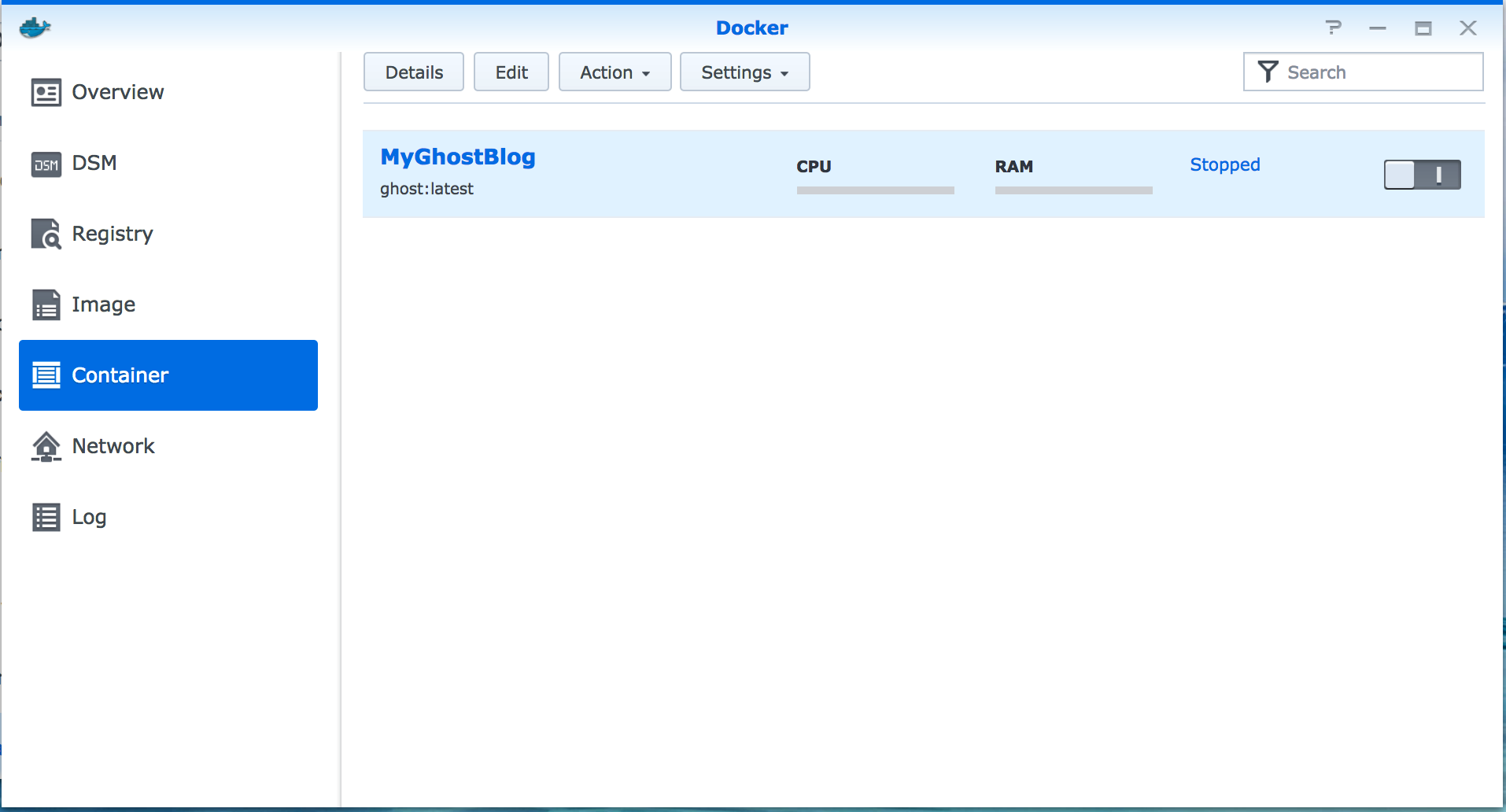 Synology - Configure Docker with Ghost Blog