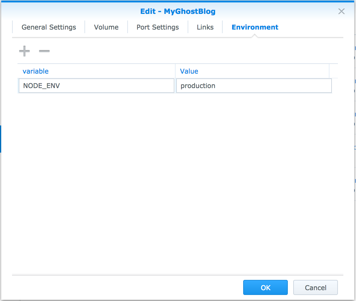 Synology - Configure Docker with Ghost Blog